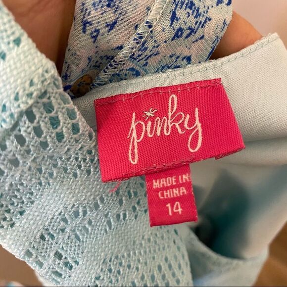 Pinky blue crochet sheer chiffon summer keyhole hi low lace boho dress 14 - Picture 5 of 9